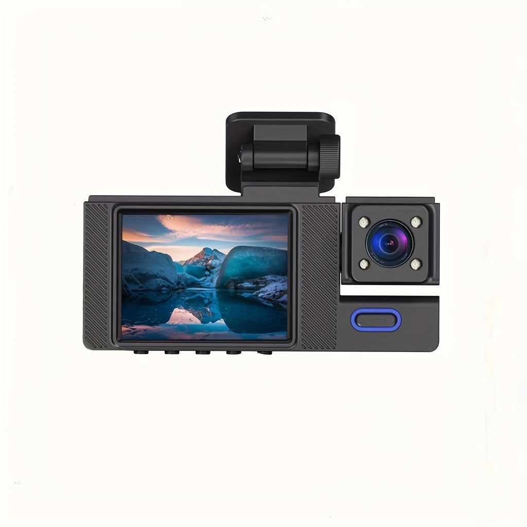 1080P Dash Cam Front And Rear Inside with Free 32GB SD Card, IR Night Vision, Loop Recording Car DVR Camera 3 Lens with 2 Inch IPS Screen 3 Cameras Car Dashcam, car Black Box Recording At Same Time, Wide Angle Dashboard Camer