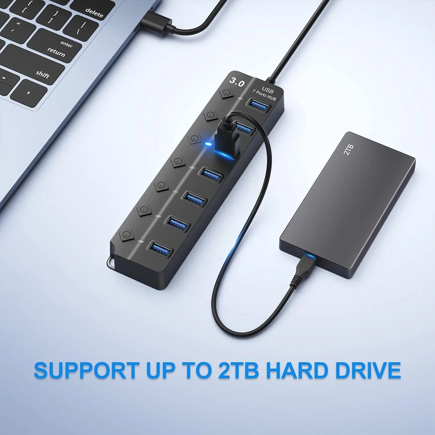 Hub USB 3.0 / 2.0 – rozdzielacz USB z długim kablem