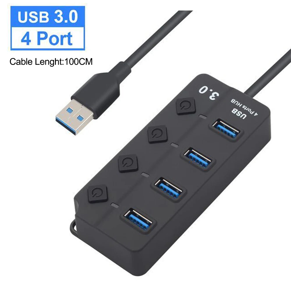 Hub USB 3.0 / 2.0 – rozdzielacz USB z długim kablem