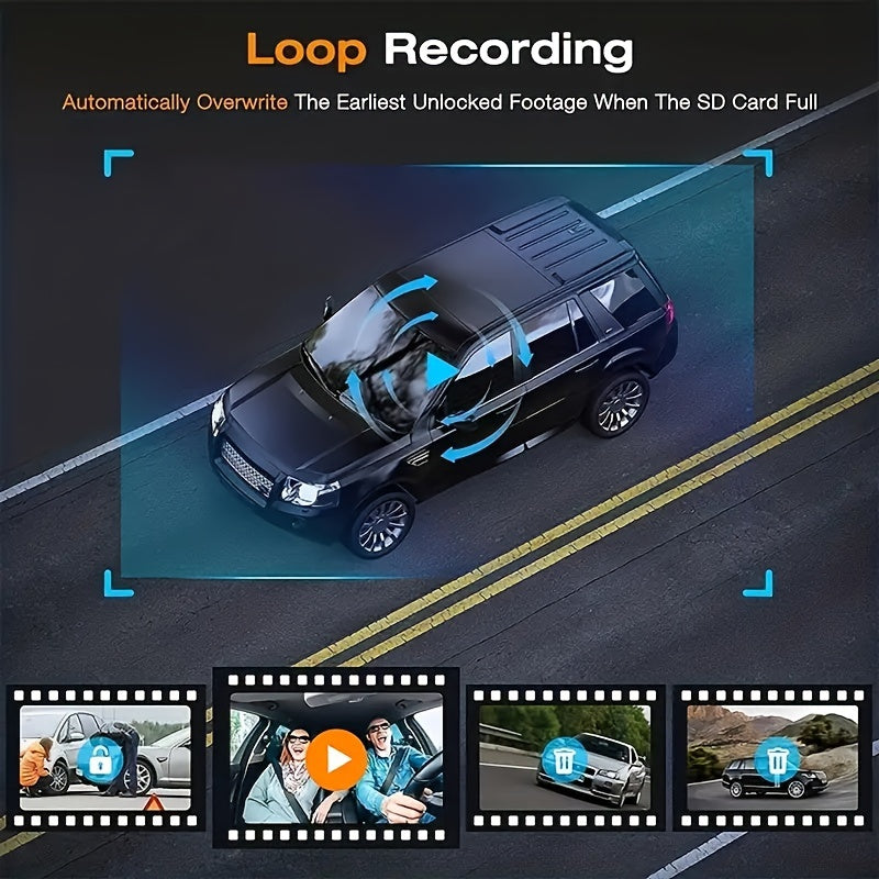 1080P Dash Cam Front And Rear Inside with Free 32GB SD Card, IR Night Vision, Loop Recording Car DVR Camera 3 Lens with 2 Inch IPS Screen 3 Cameras Car Dashcam, car Black Box Recording At Same Time, Wide Angle Dashboard Camer