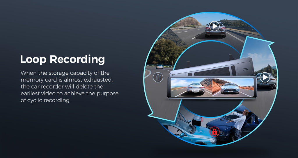 11.26" IPS Full Touch Screen - PG18S 4K AZDOME Dual Dashcam, Built-in 64GB Card and GPS, 4K Front + 1080P Rear, Super Night Vision, Loop Recording, Parking Mode, Detached Front Camera, Rear View Mirror Camera, Parking Assista