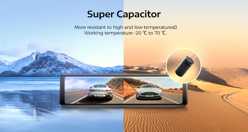 11.26" IPS Full Touch Screen - PG18S 4K AZDOME Dual Dashcam, Built-in 64GB Card and GPS, 4K Front + 1080P Rear, Super Night Vision, Loop Recording, Parking Mode, Detached Front Camera, Rear View Mirror Camera, Parking Assista